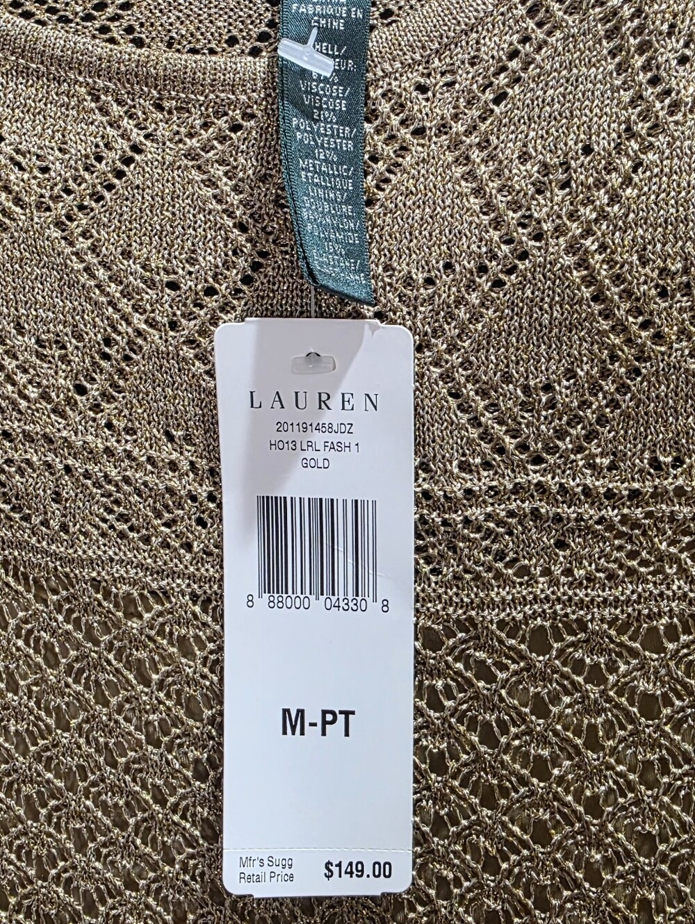 Ralph Lauren Gold Crochet PM Pullover Top With Tank Liner NWT - Picture 4 of 5